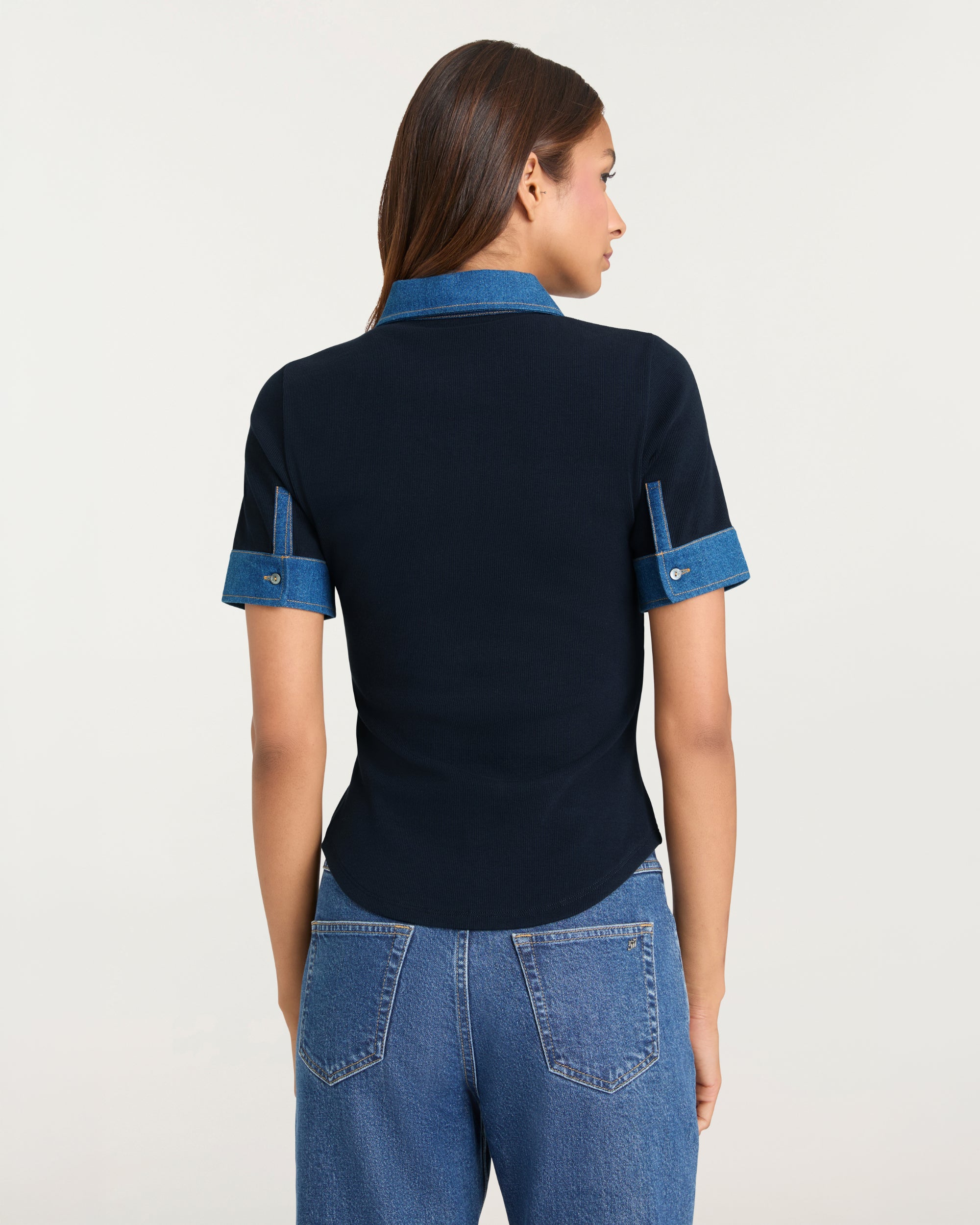 Jean Combo Short Sleeve Jaden Top