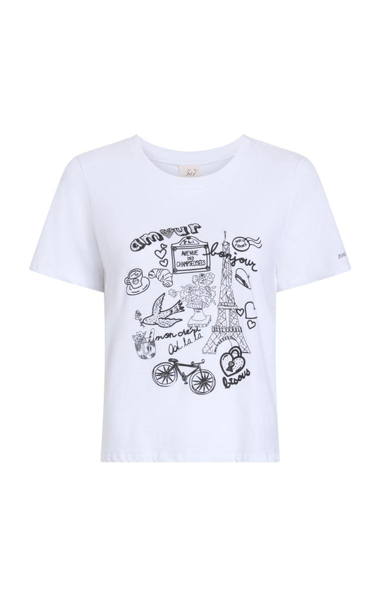Rhinestone Paris Doodle Shrunken Tee