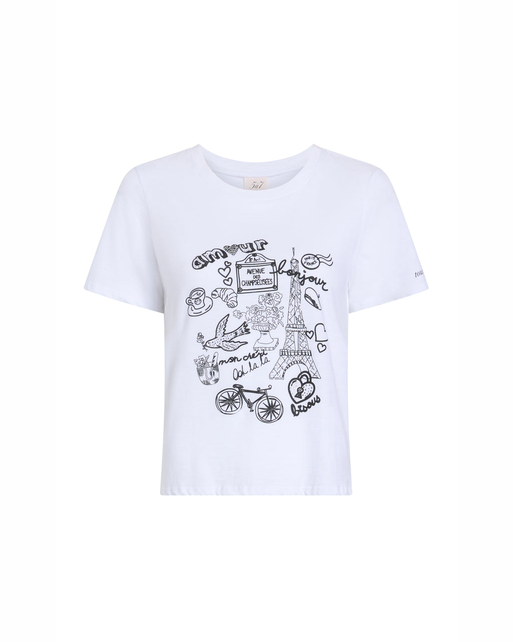 Rhinestone Paris Doodle Shrunken Tee
