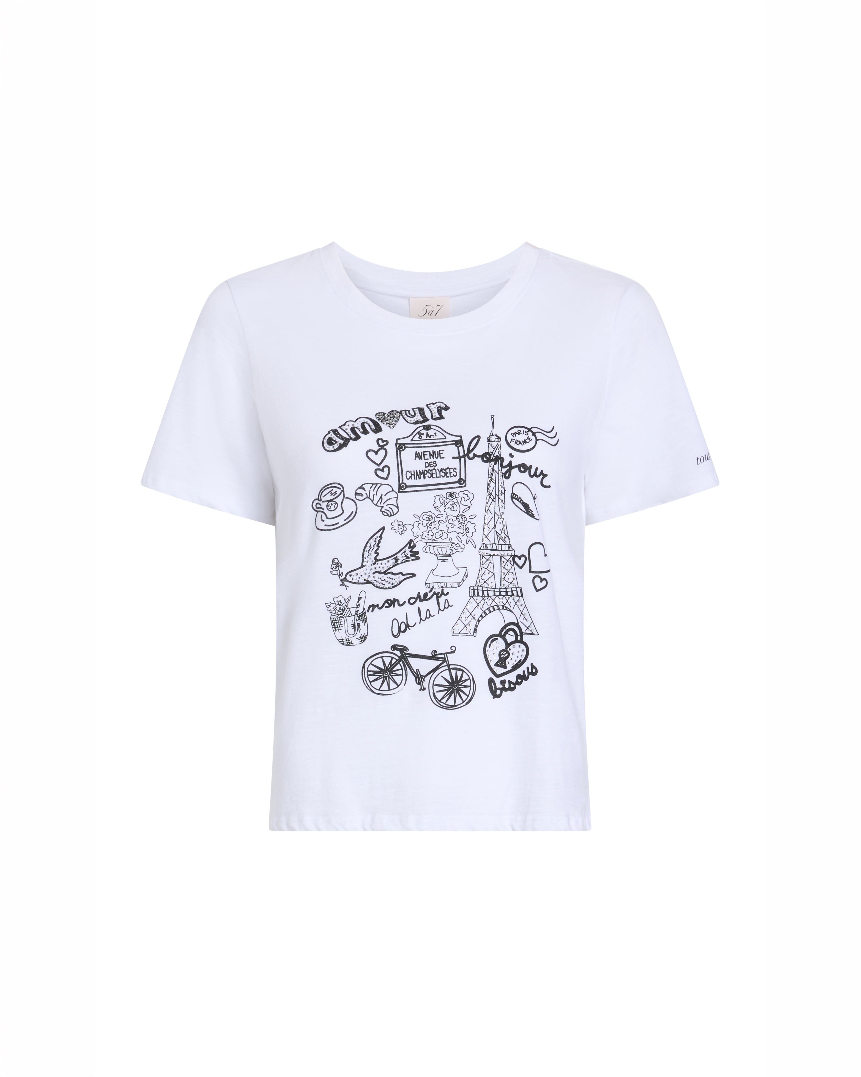 Rhinestone Paris Doodle Shrunken Tee
