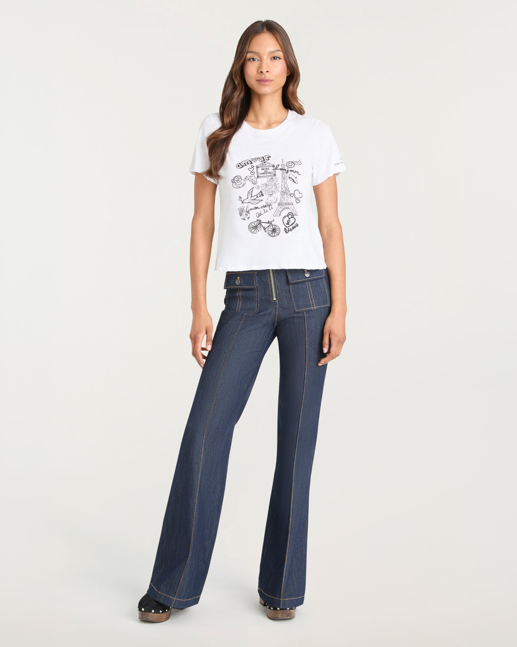 Rhinestone Paris Doodle Shrunken Tee