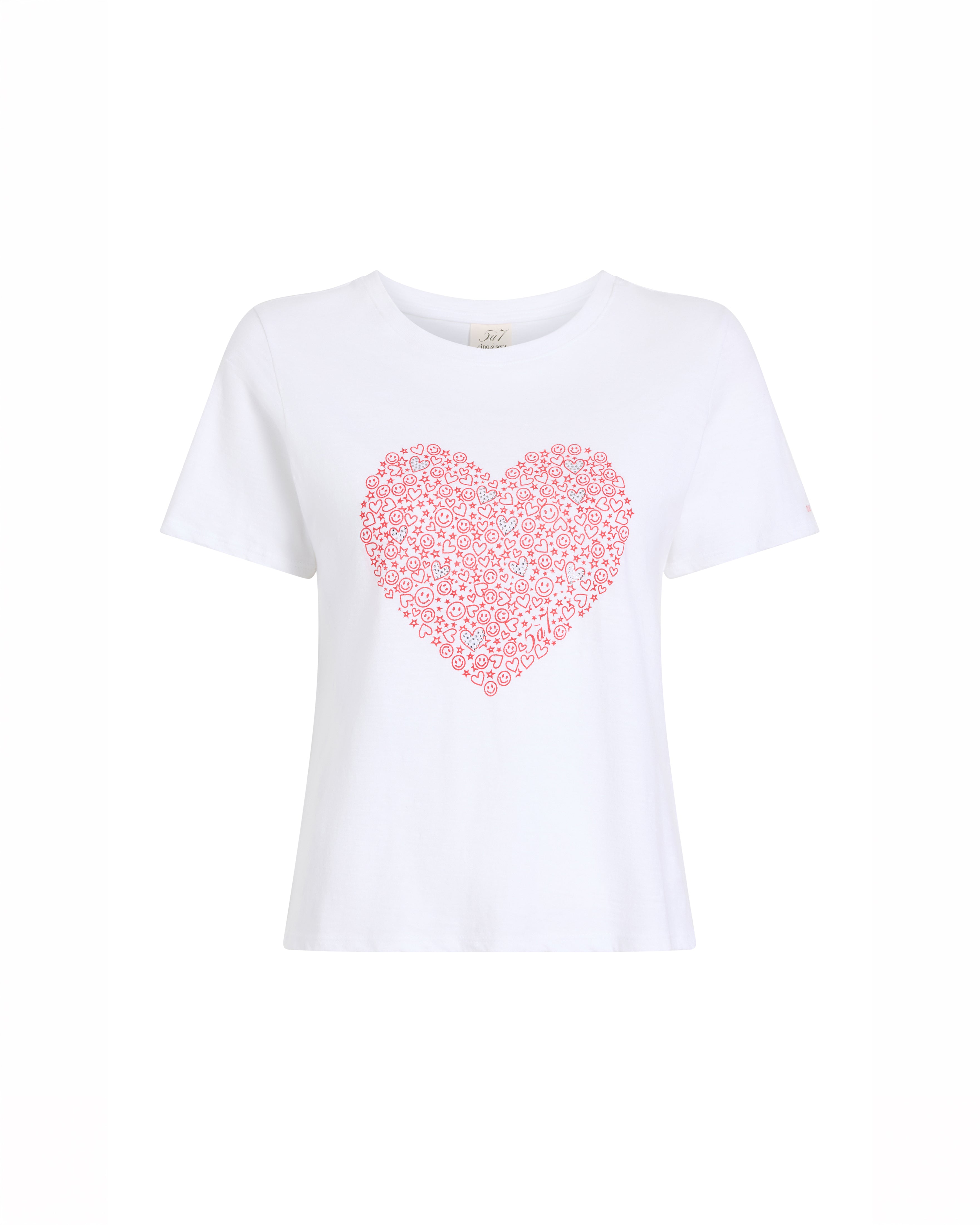 Rhinestone Doodle Heart Shrunken Tee