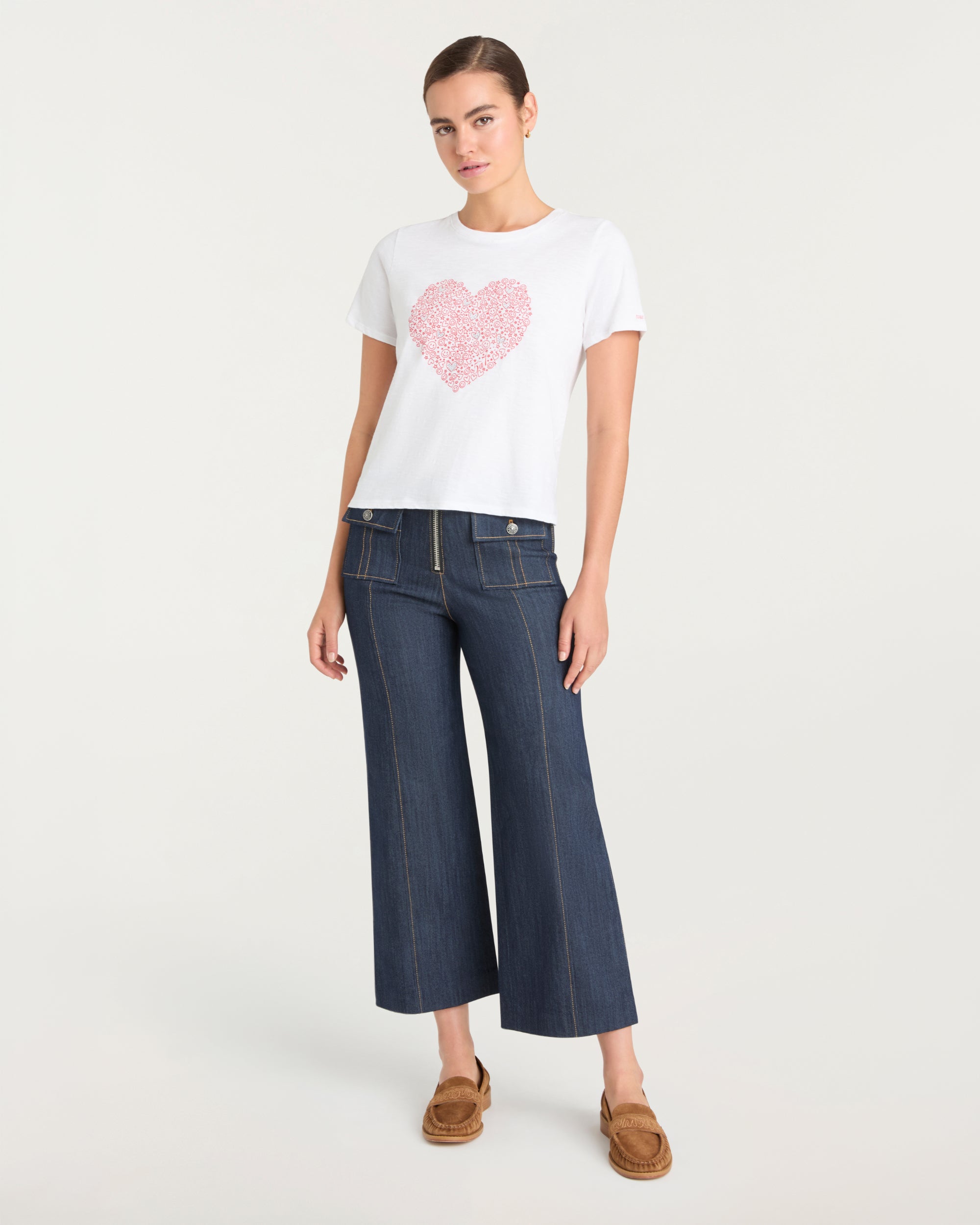 Rhinestone Doodle Heart Shrunken Tee – Cinq à Sept