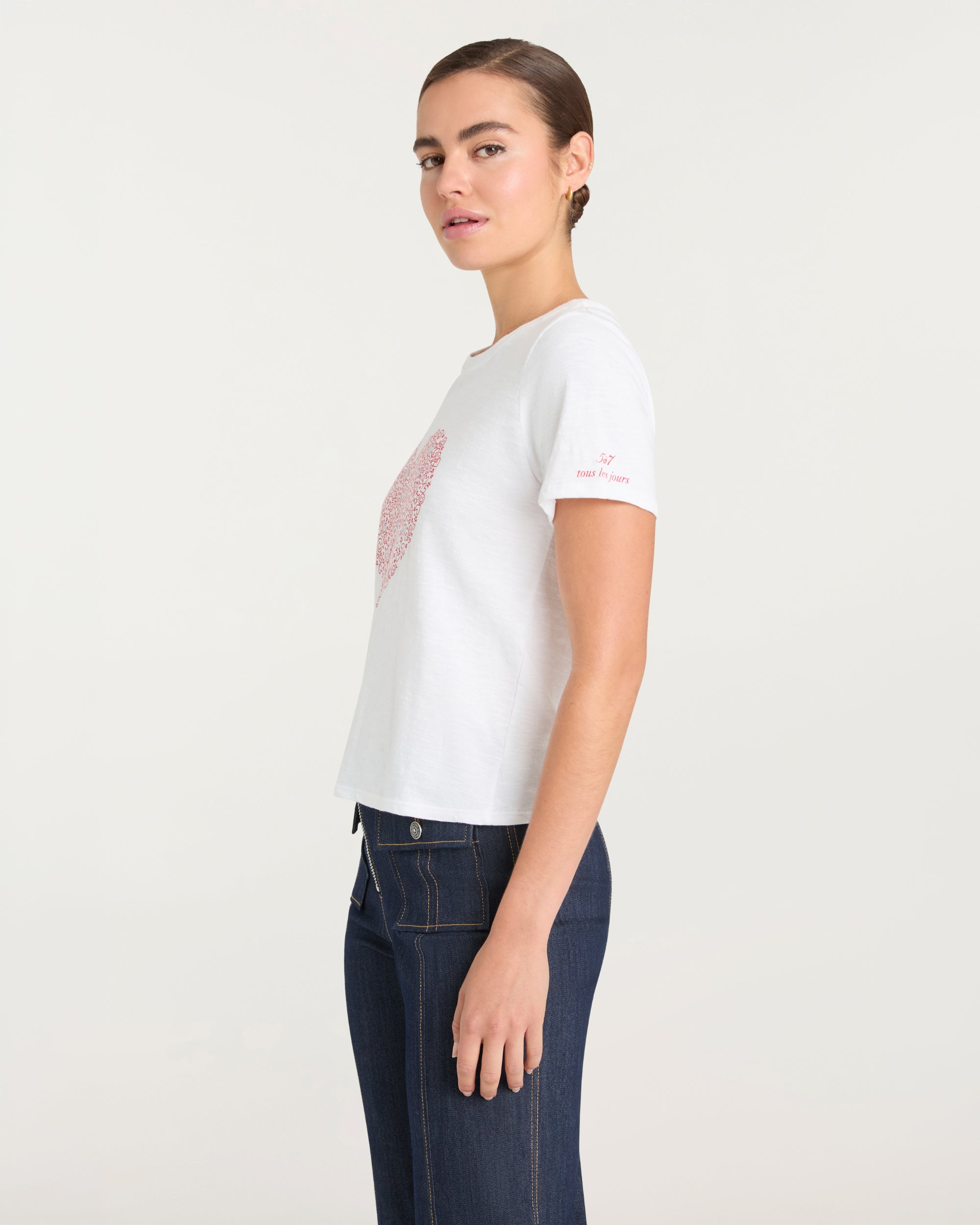 Rhinestone Doodle Heart Shrunken Tee
