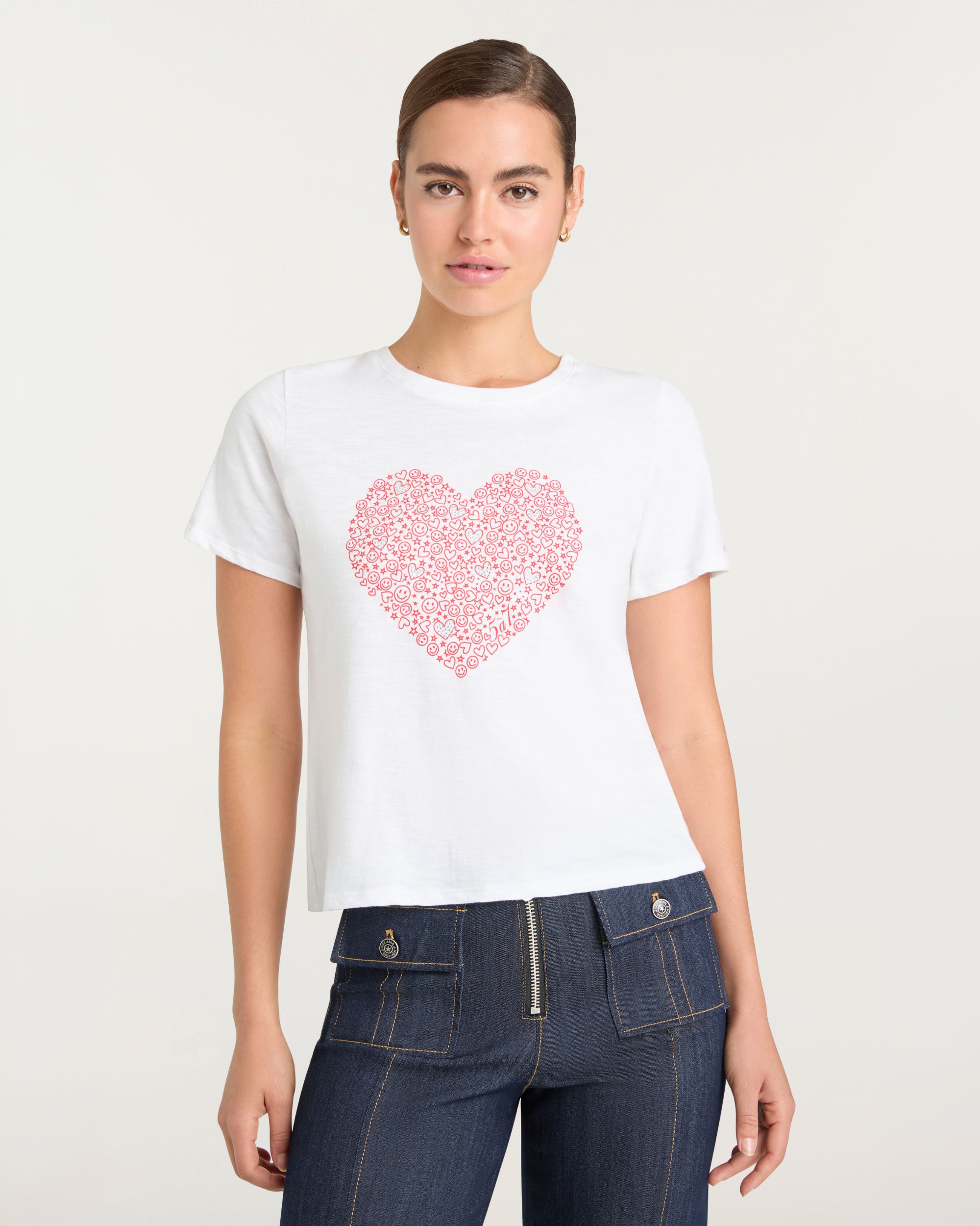Rhinestone Doodle Heart Shrunken Tee – Cinq à Sept