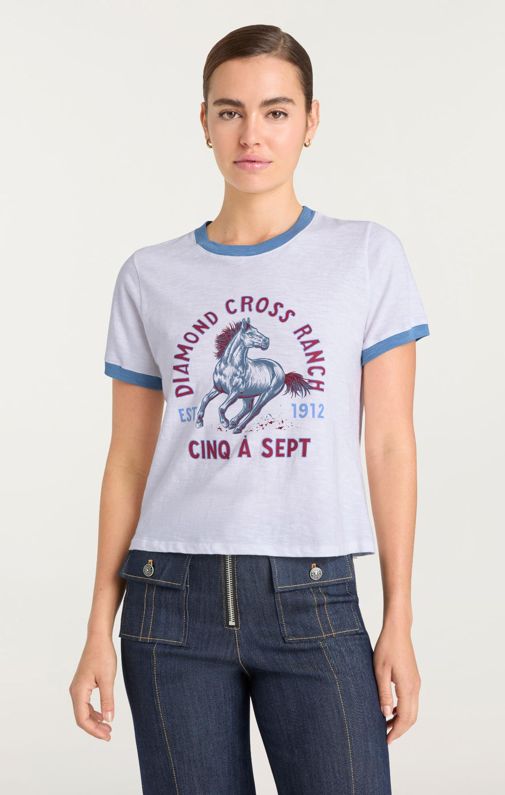 Diamond Cross Ranch X 5a7 Shrunken Ringer Tee