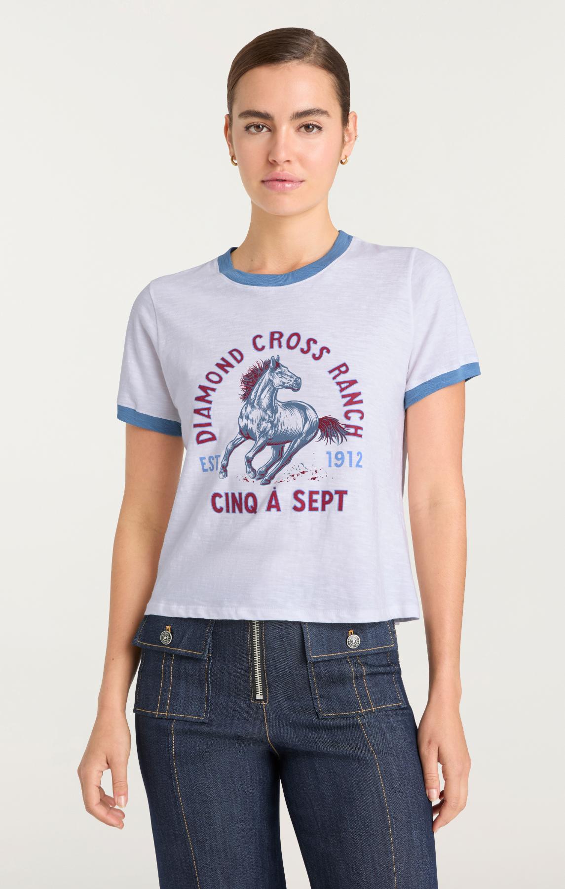 Diamond Cross Ranch X 5a7 Shrunken Ringer Tee