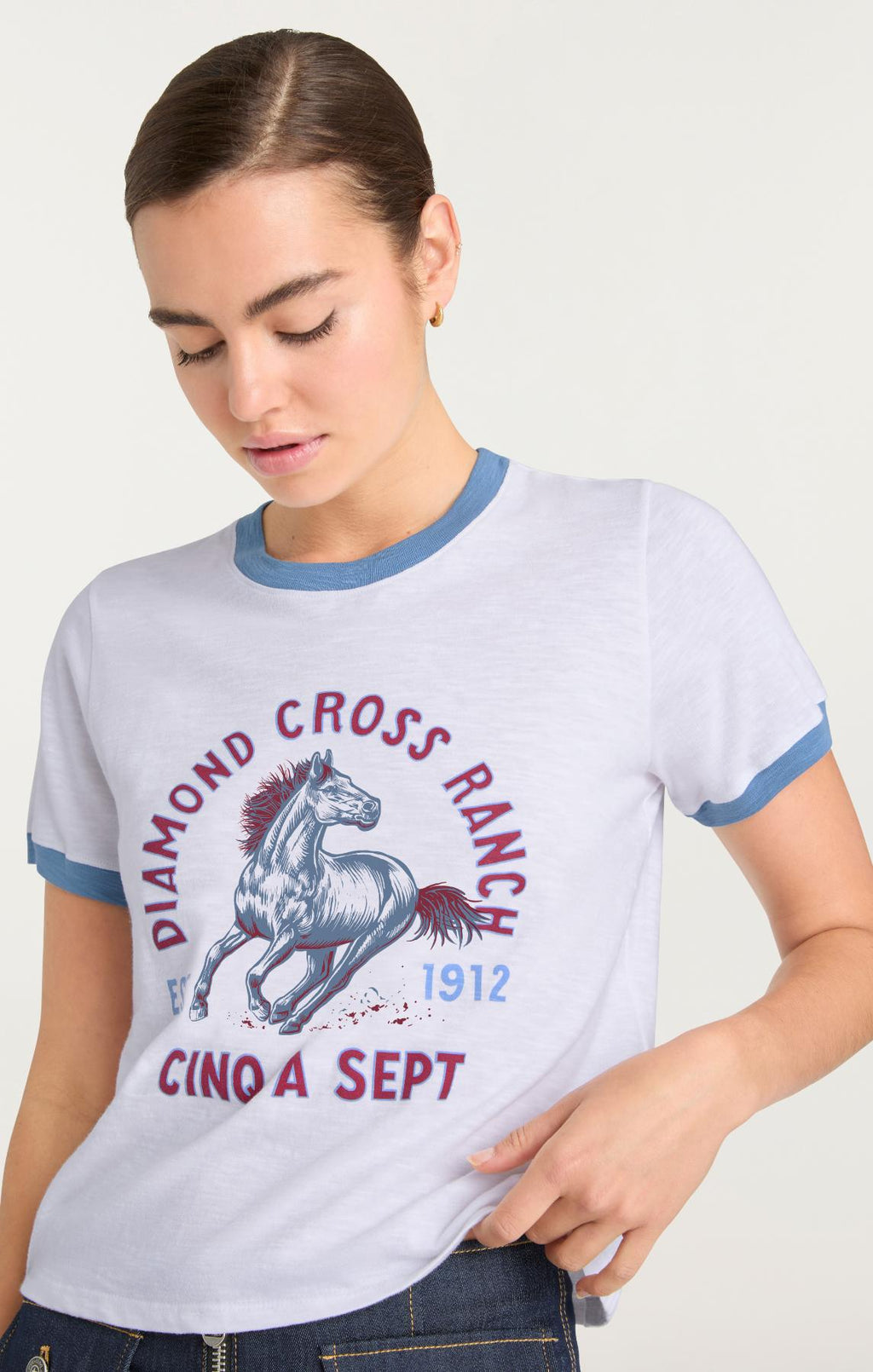 Diamond Cross Ranch X 5a7 Shrunken Ringer Tee