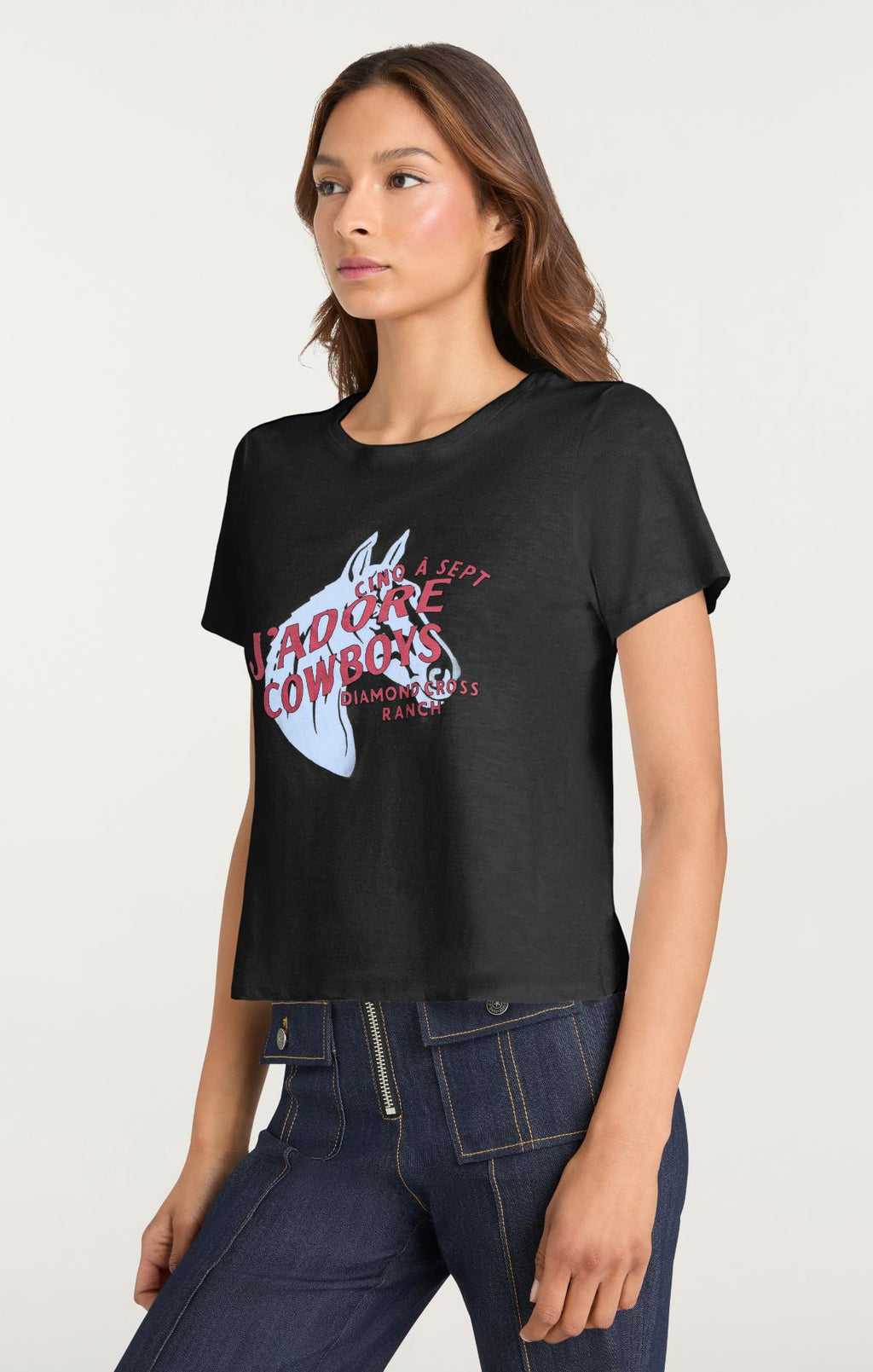 Jadore Cowboys Diamond Cross Ranch Shrunken Tee