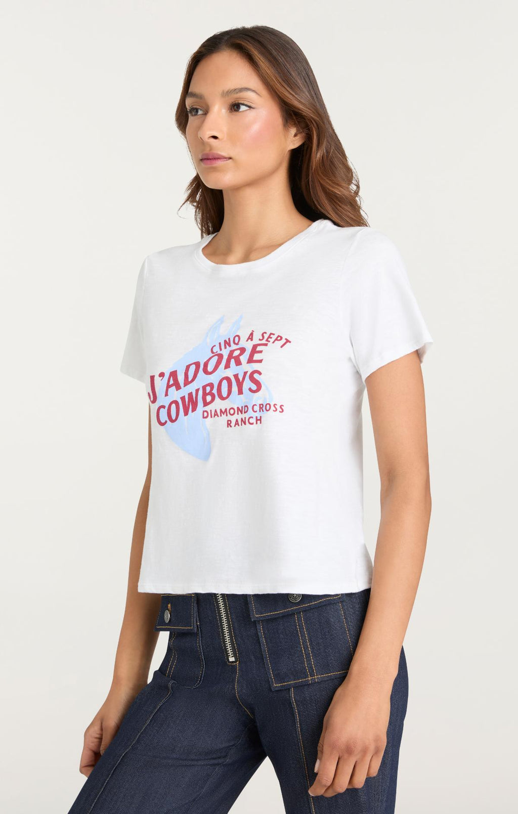 Jadore Cowboys Diamond Cross Ranch Shrunken Tee