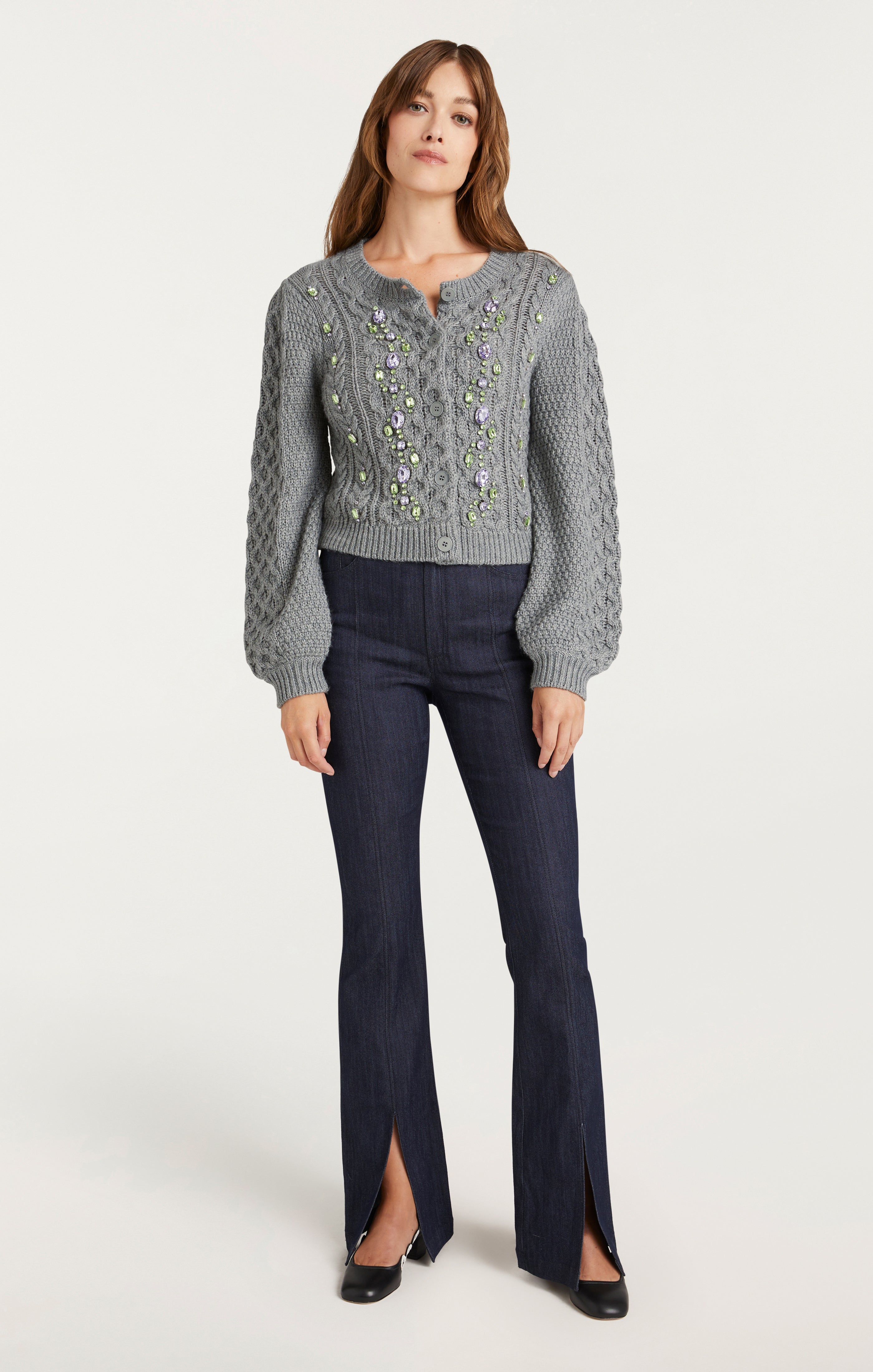 Joelle Embellished Cable Cardigan – Cinq à Sept
