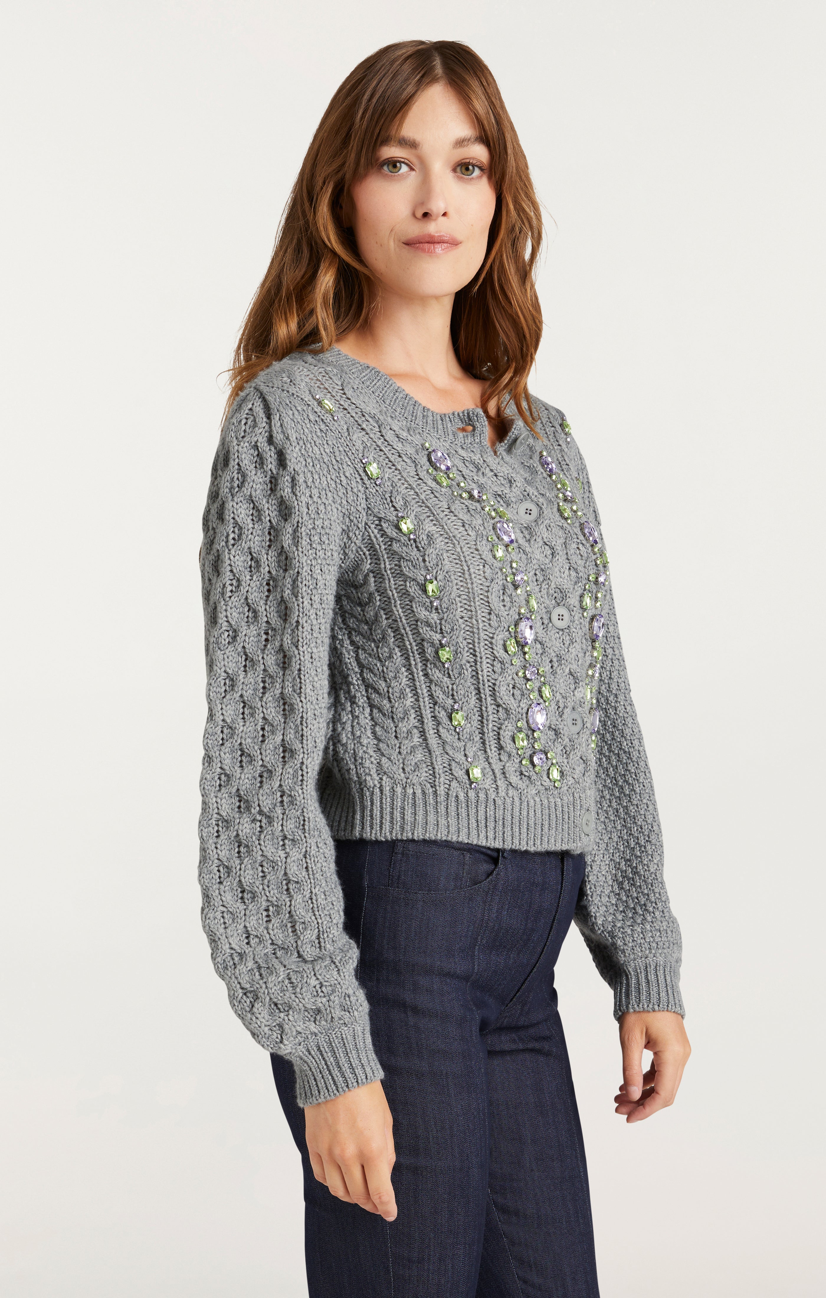 Joelle Embellished Cable Cardigan – Cinq à Sept