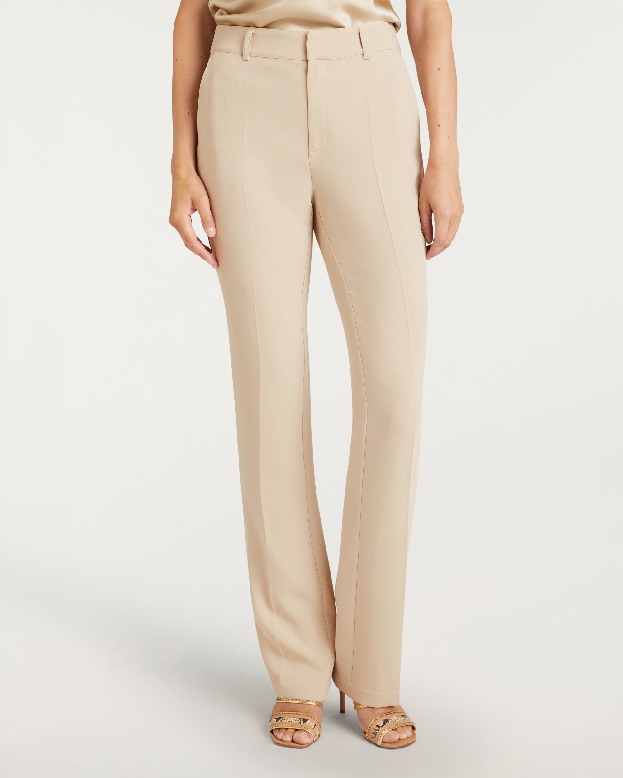 khaki dress pants womens Flat Front Wide Leg for Tall Women in Fawn 20 / Tall / Fawn a comfortable and sleek fabric Kerry Pant 0 / Khaki