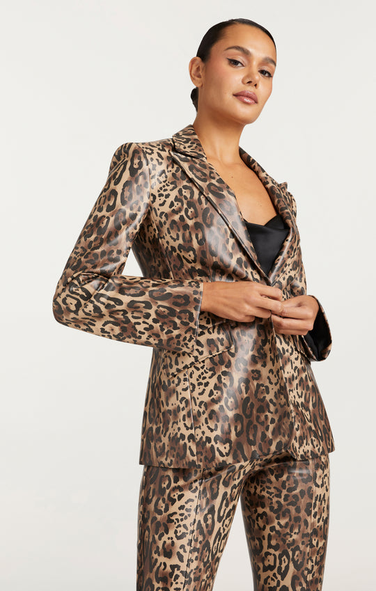 Leopard Vegan Leather Cheyenne Blazer