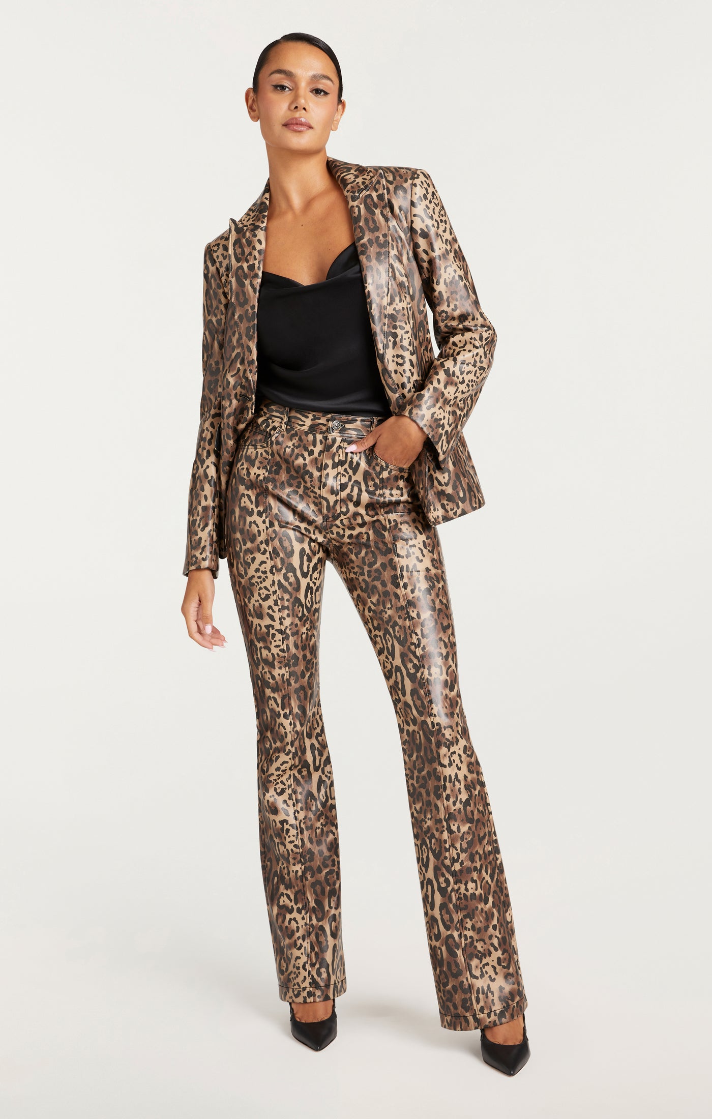 Leopard Vegan Leather Cheyenne Blazer