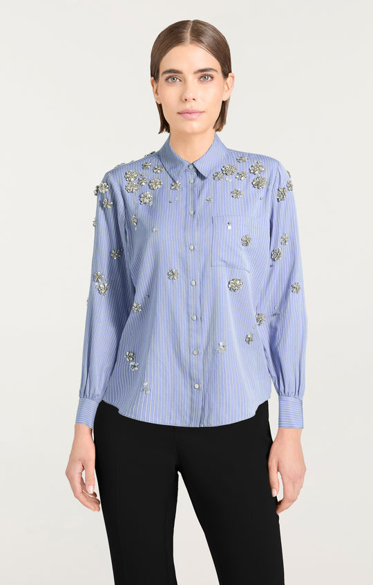 Lola Stripe Tumbling Flowers Blanche Top