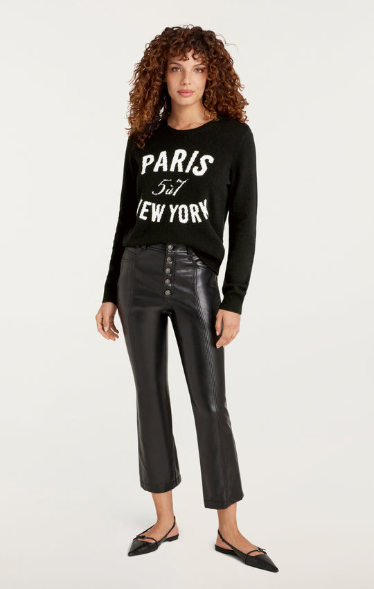 Paris New York Graphic Crewneck Pullover