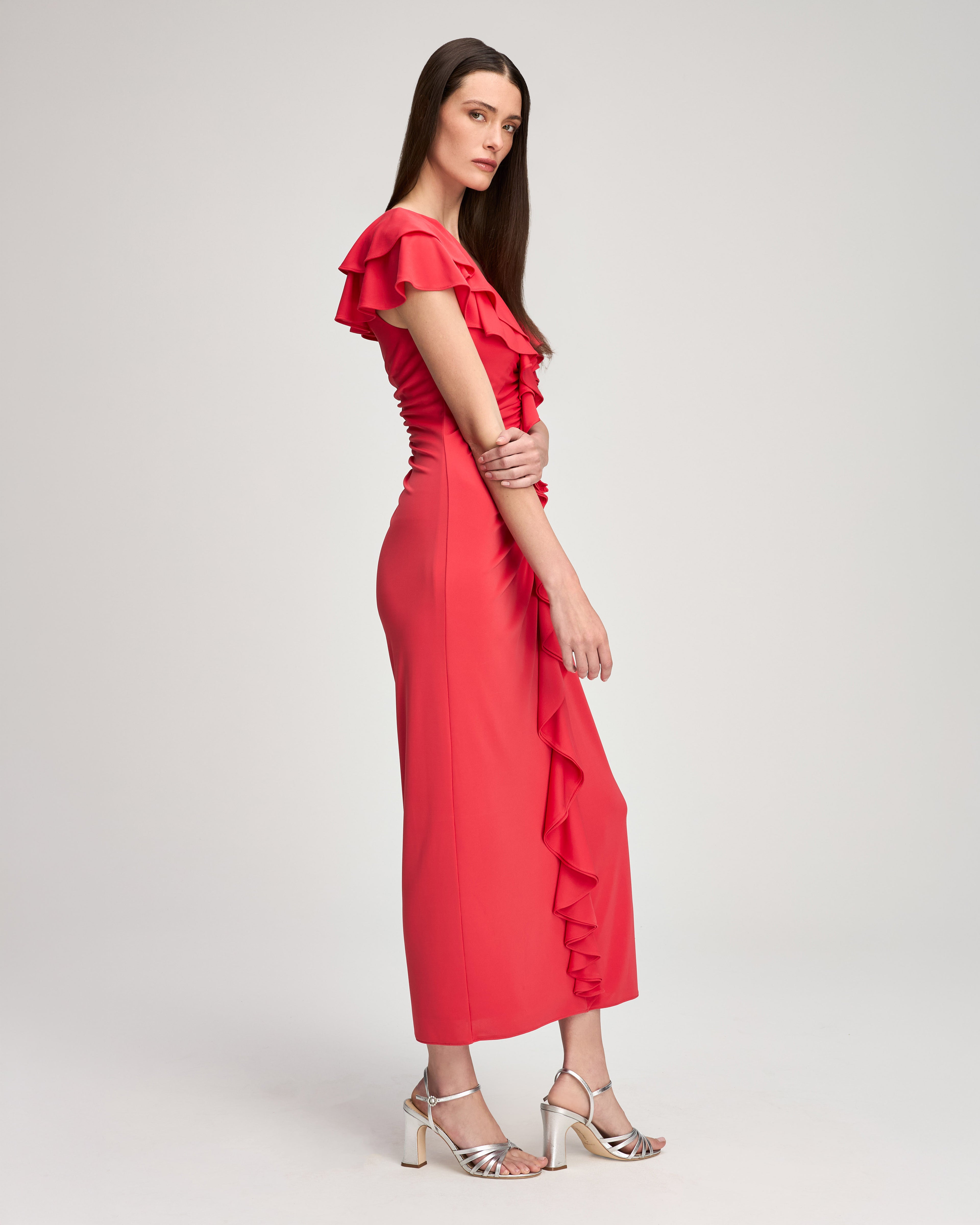 cinq a sept red dress Clarisse ZD322410445Z Cinq Sept Square Neckline