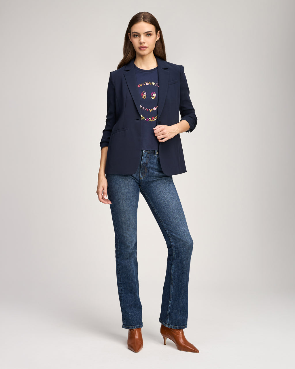 Wildflower Embroidery Smiley Shrunken Tee