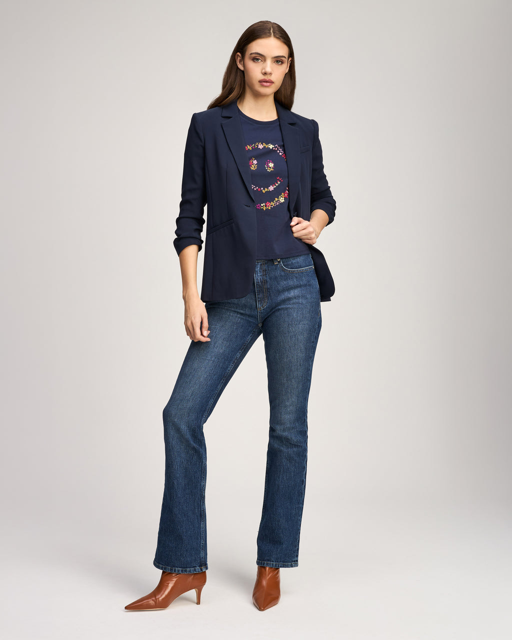 Wildflower Embroidery Smiley Shrunken Tee