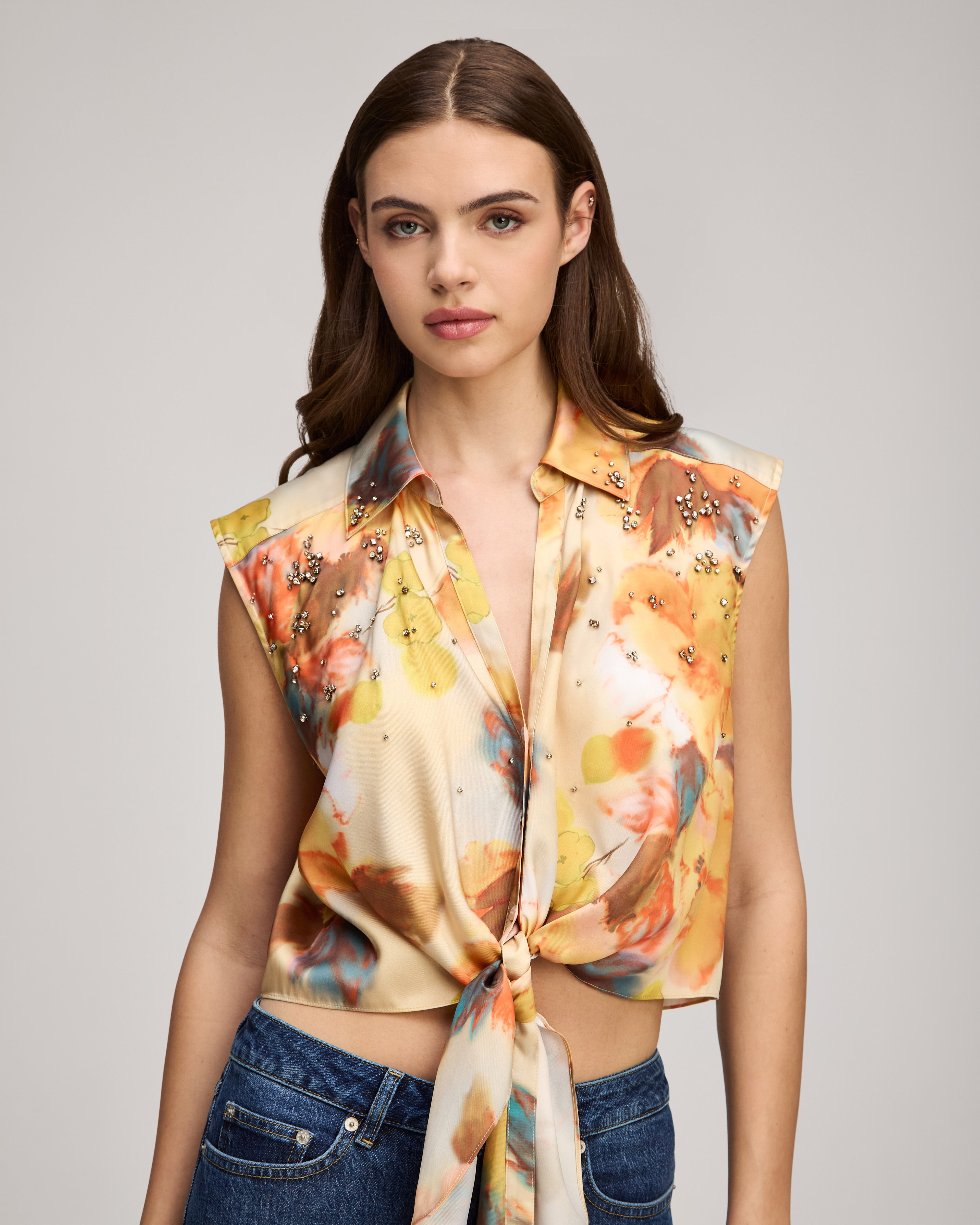 Watercolor Floral Sleeveless Marianna Top