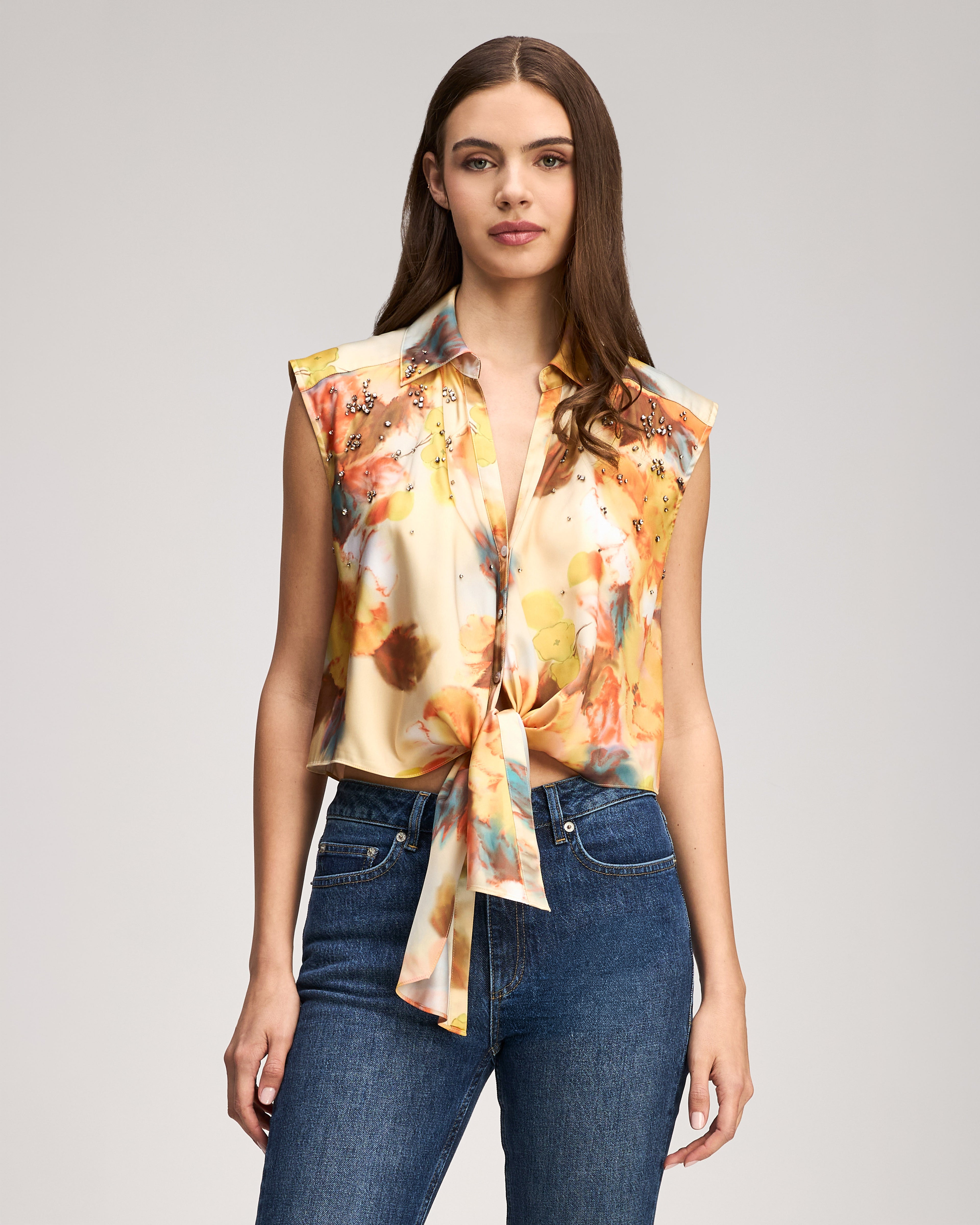 Watercolor Floral Sleeveless Marianna Top
