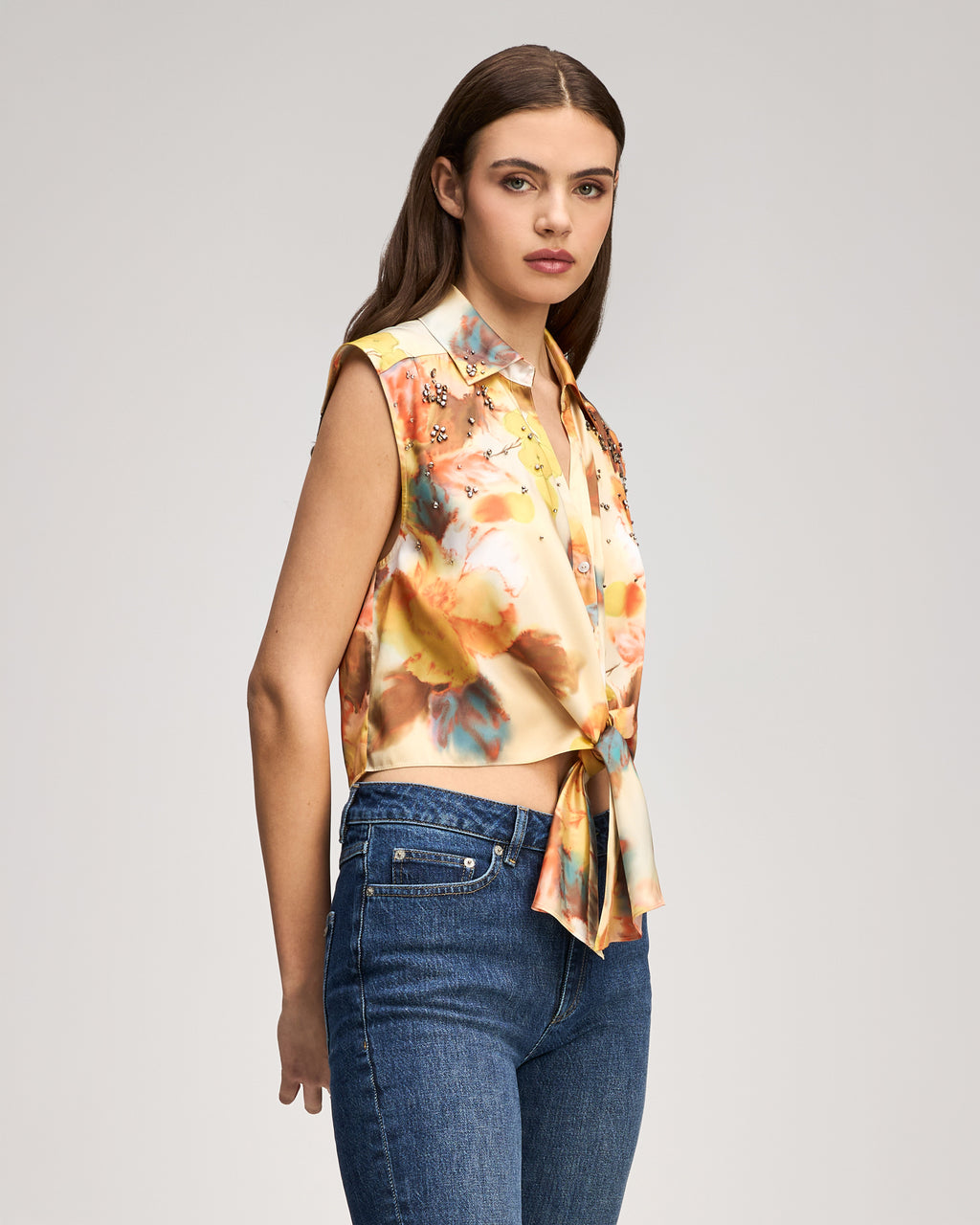 Watercolor Floral Sleeveless Marianna Top