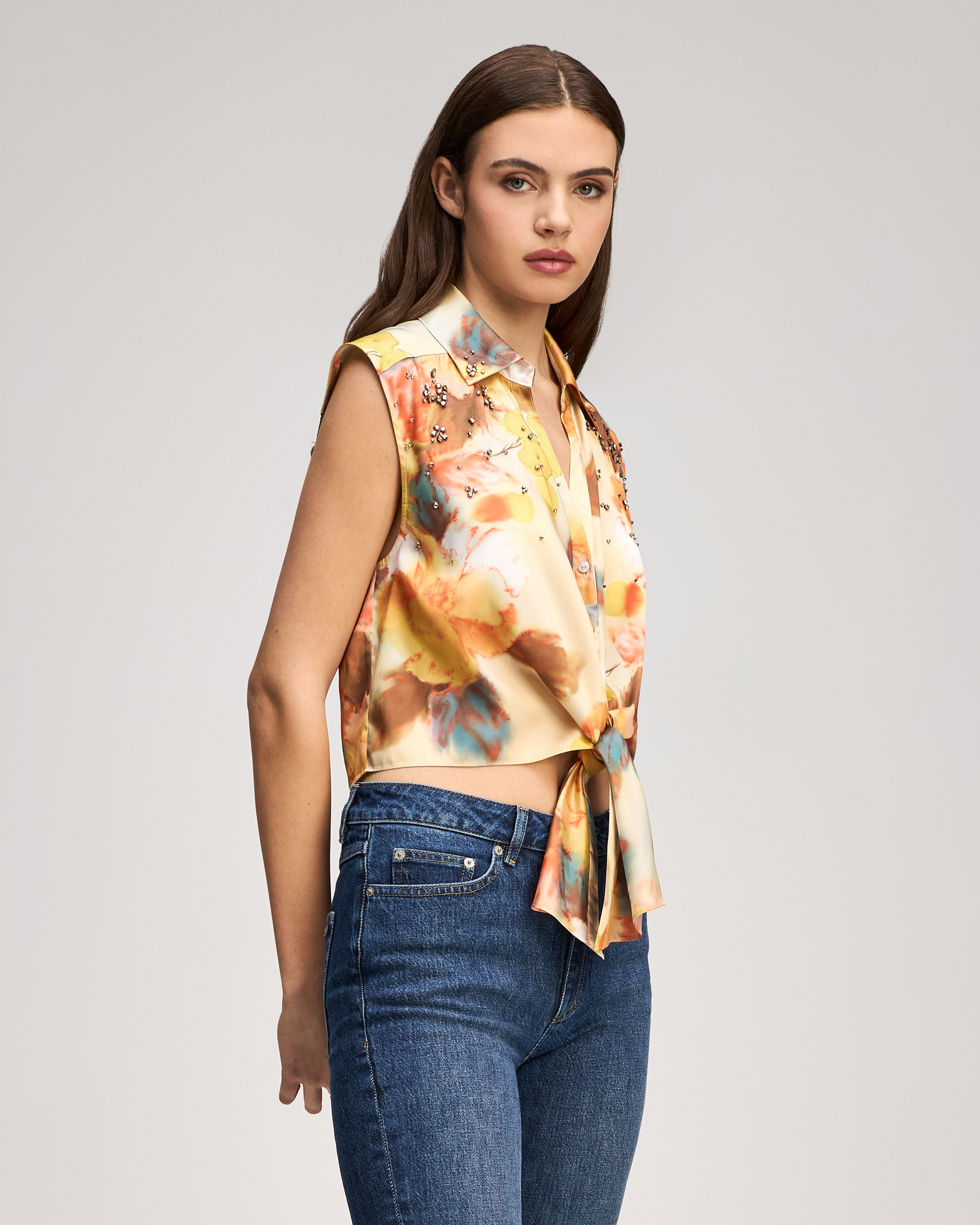 Watercolor Floral Sleeveless Marianna Top