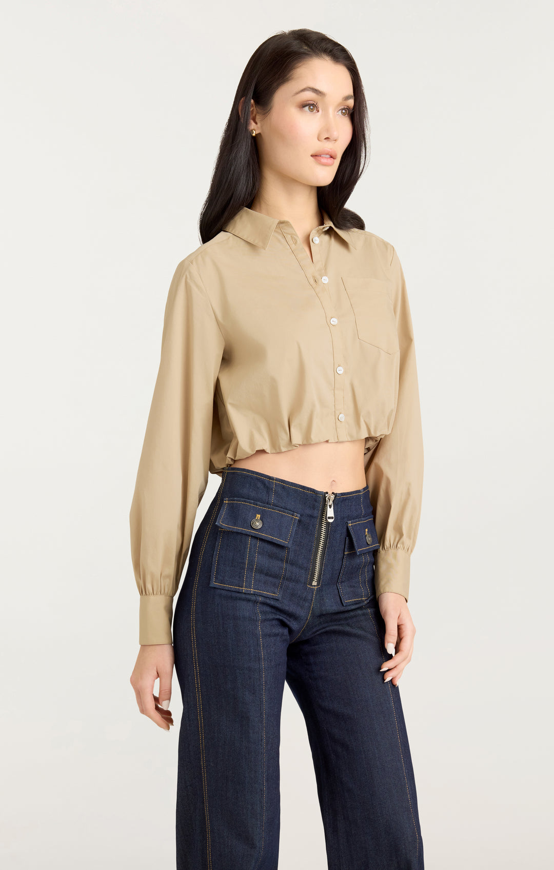 Cropped jersey t-shirt with an overlap back – Freddy Spa