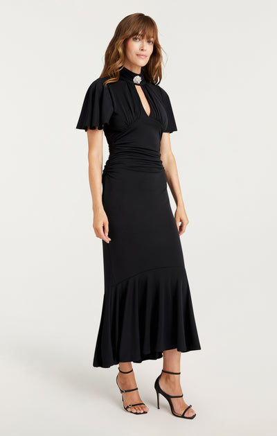 Cinq A Sept Women's Rosita Keyhole Midi Dress - Black Cinq A Sept Women's Rosita Keyhole Midi Dress - Black