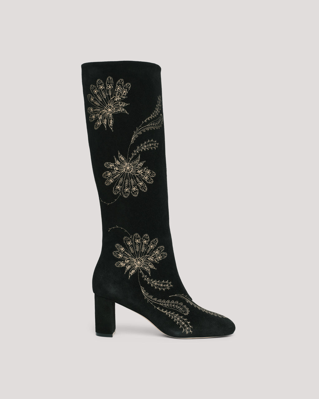 Dani Embroidered Suede Heel Boot