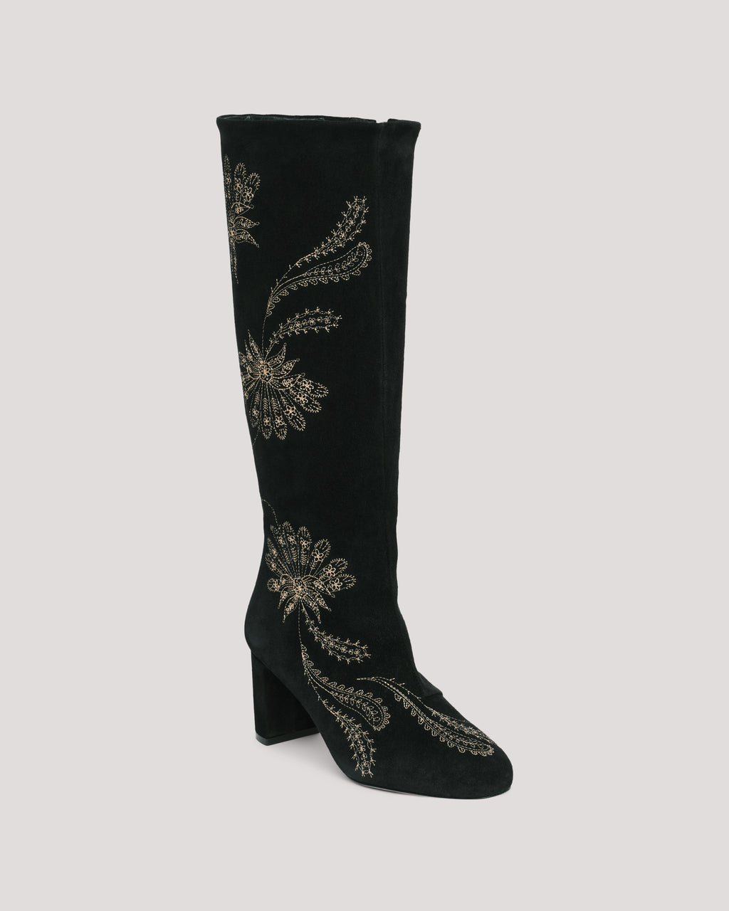 Dani Embroidered Suede Heel Boot