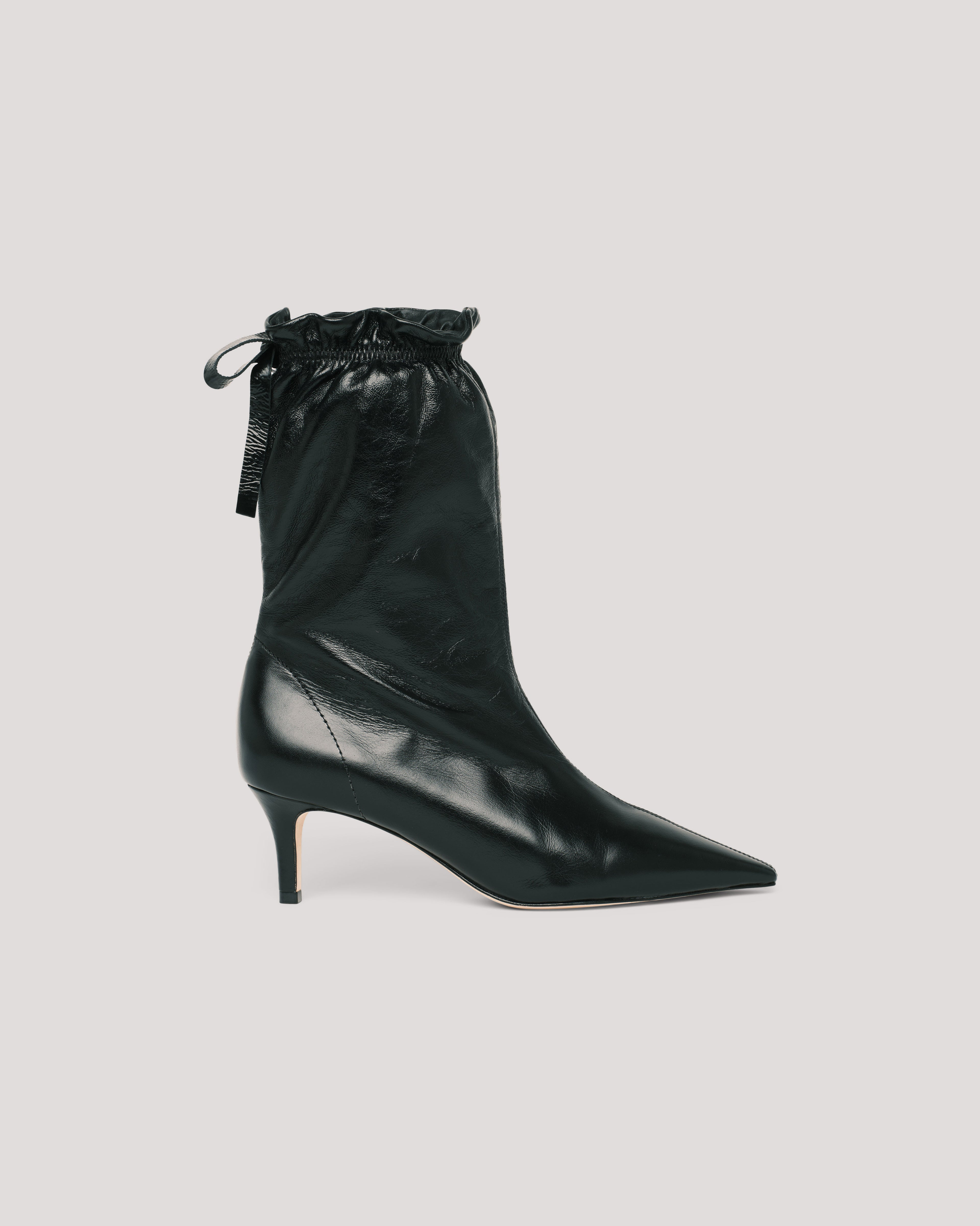 Alex Scrunched Shiny Leather Ankle Bootie