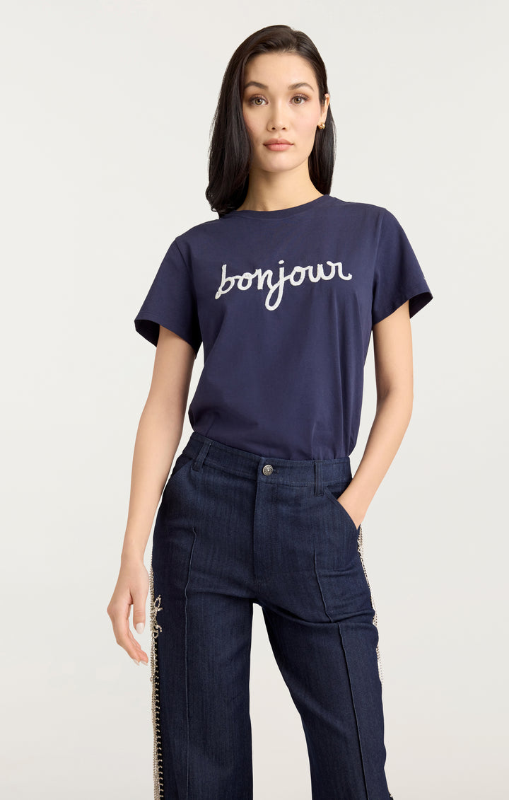 Sequined Bonjour Tee – Cinq à Sept