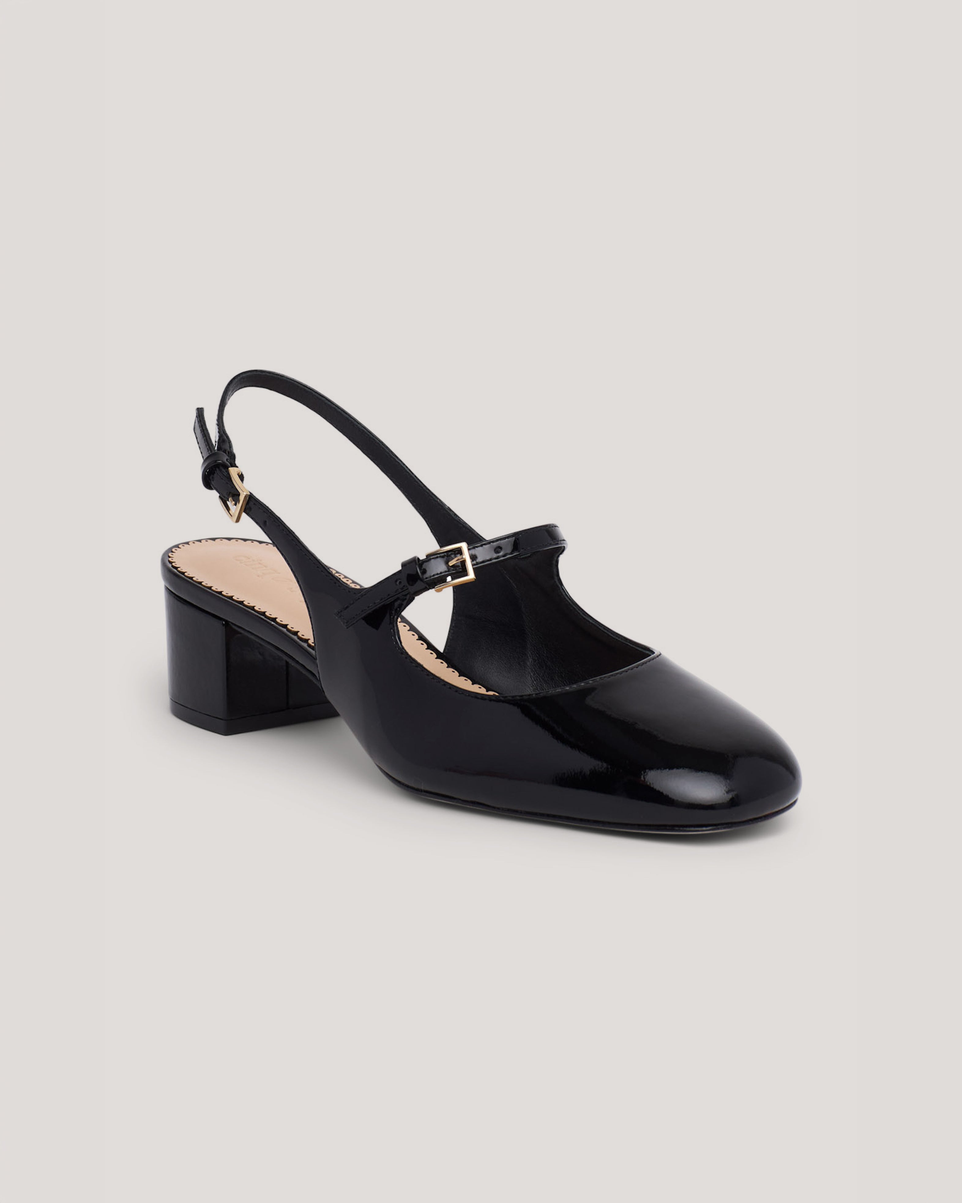 Diana Patent Slingback Block Heel