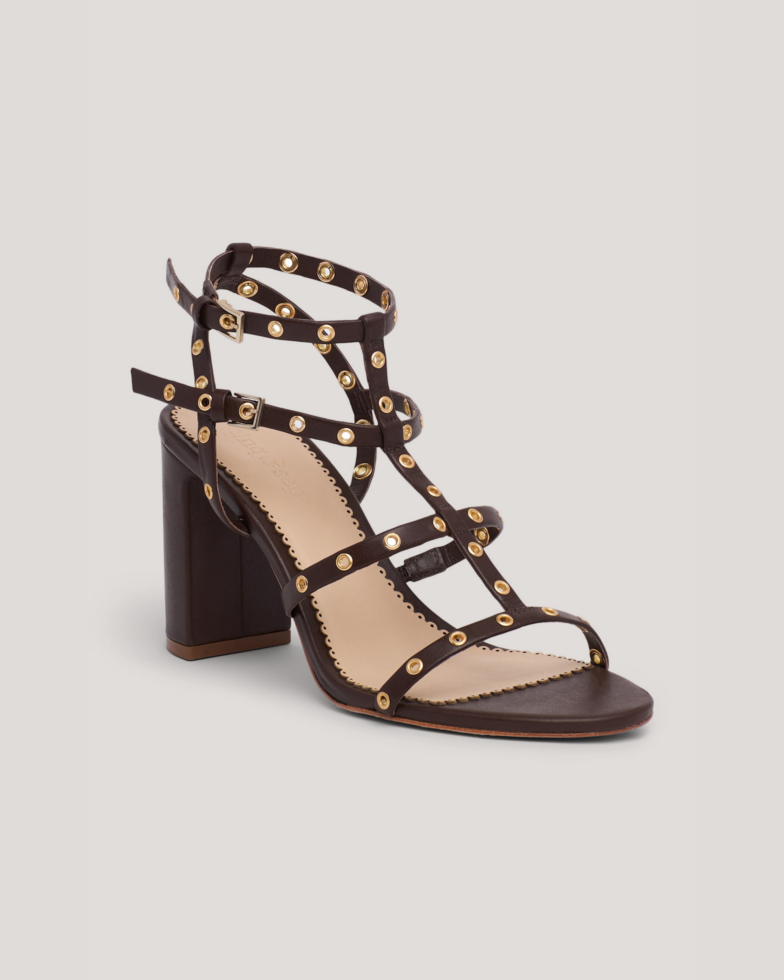 Maisie Strappy Grommet Block Heel