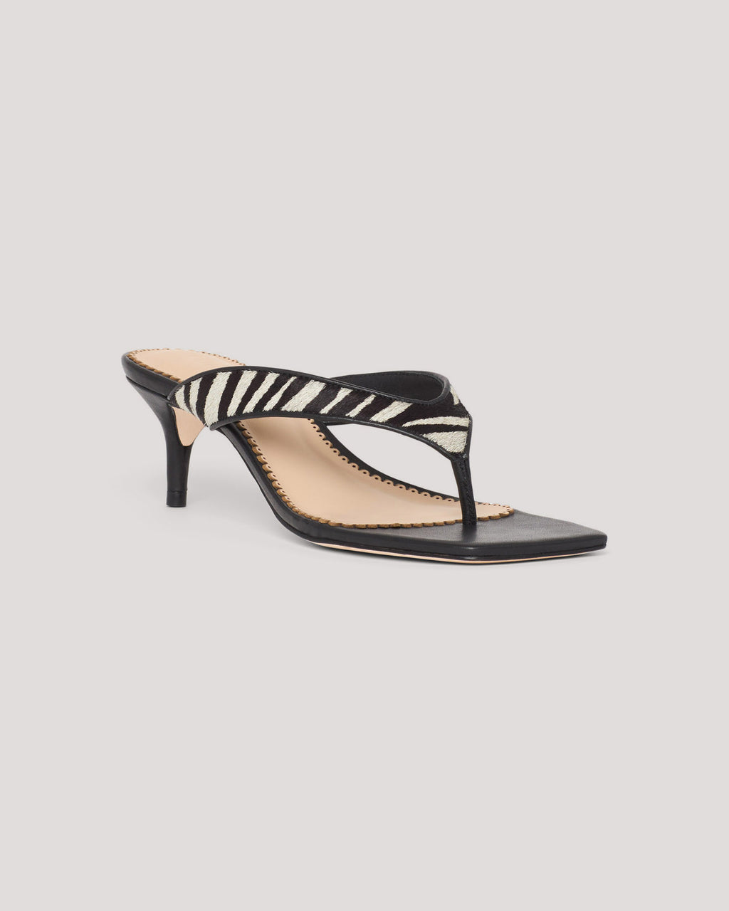 Frankie Zebra Haircalf Kitten Heel Sandal