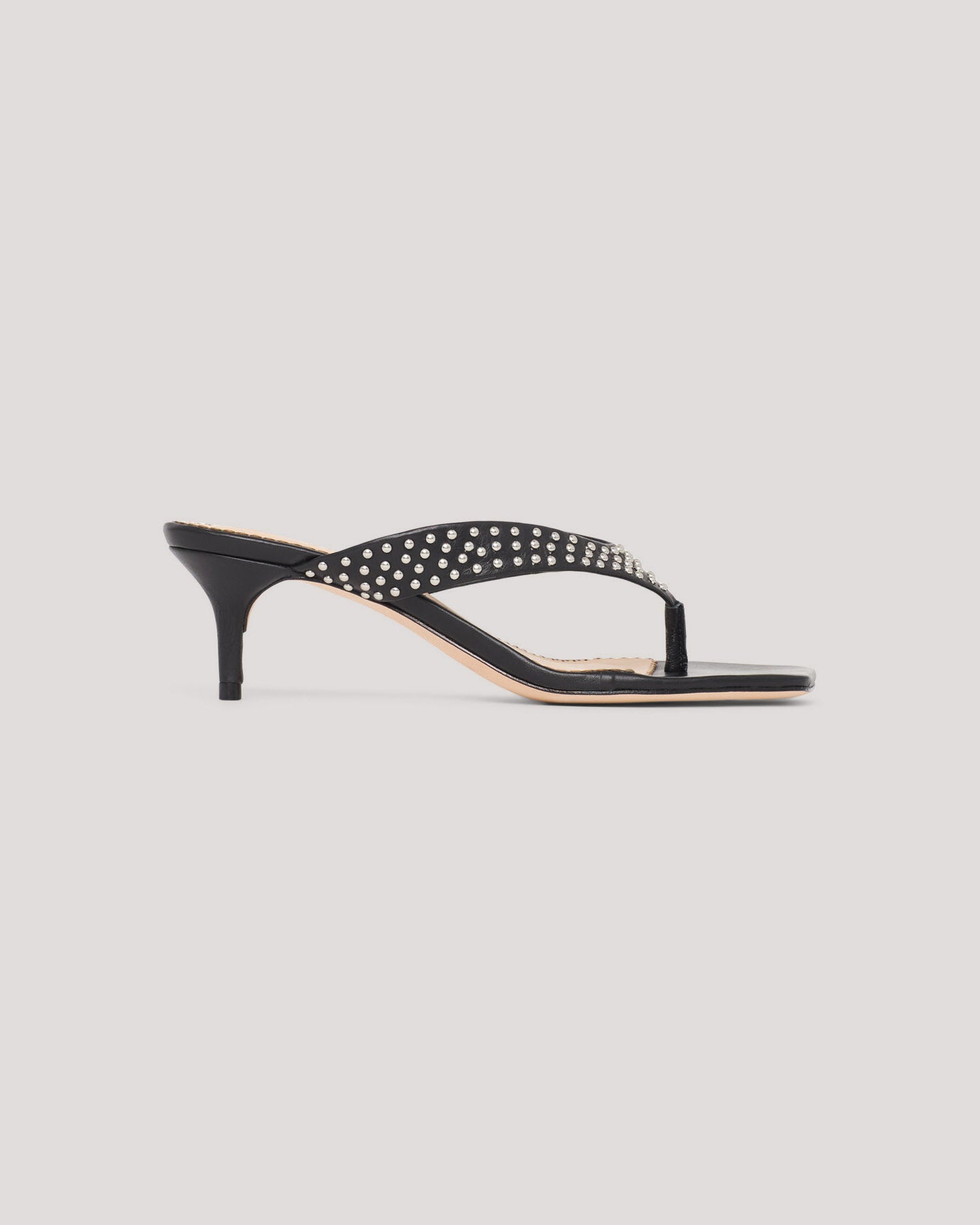 Frankie Studded Leather Kitten Heel Sandal