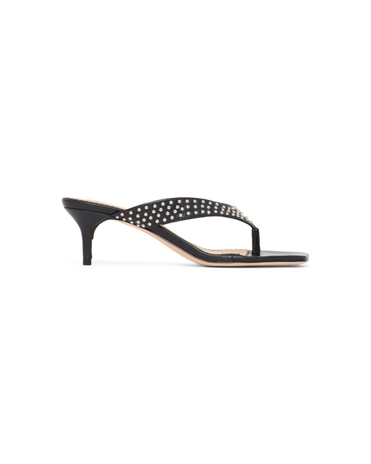 Frankie Studded Leather Kitten Heel Sandal