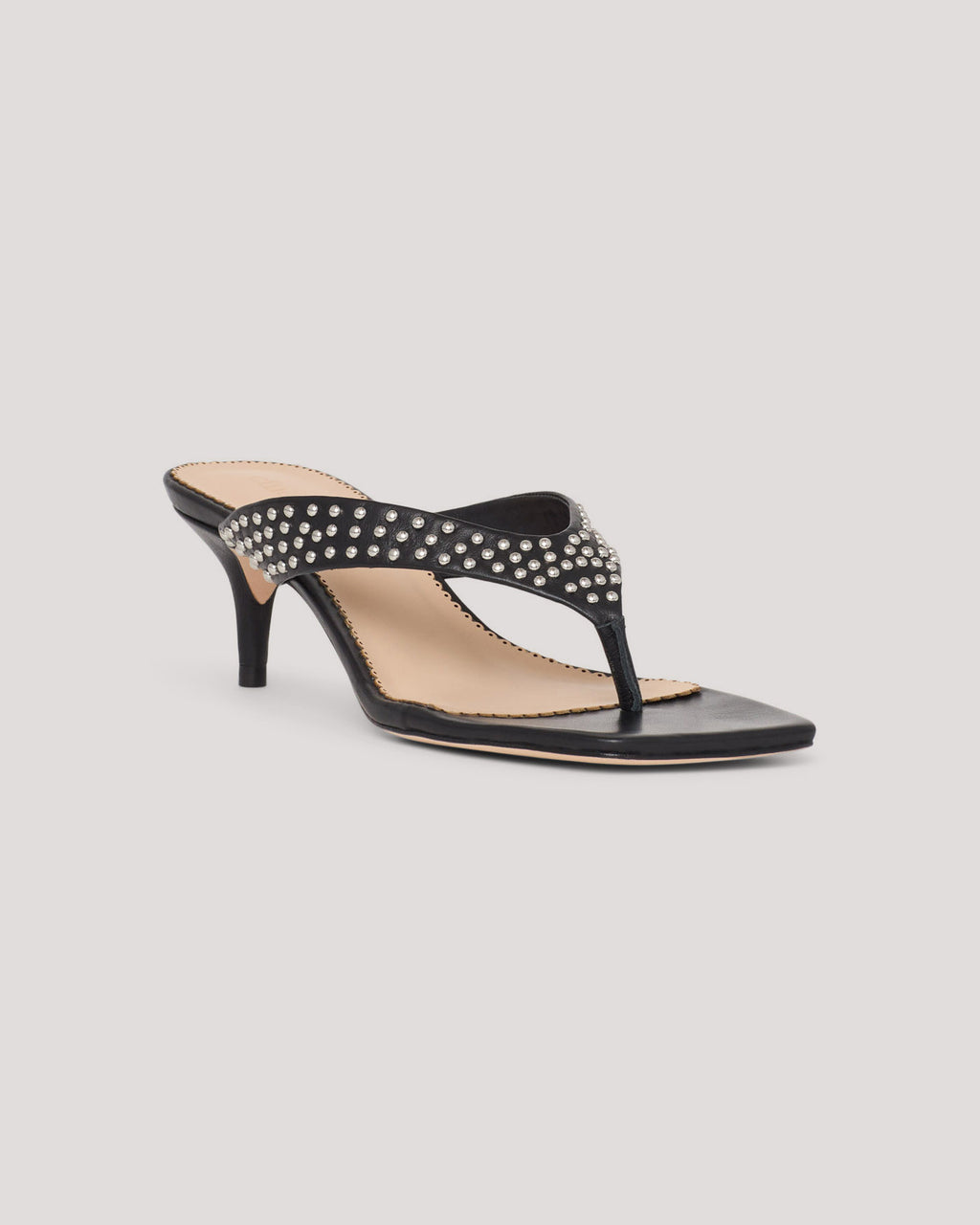 Frankie Studded Leather Kitten Heel Sandal