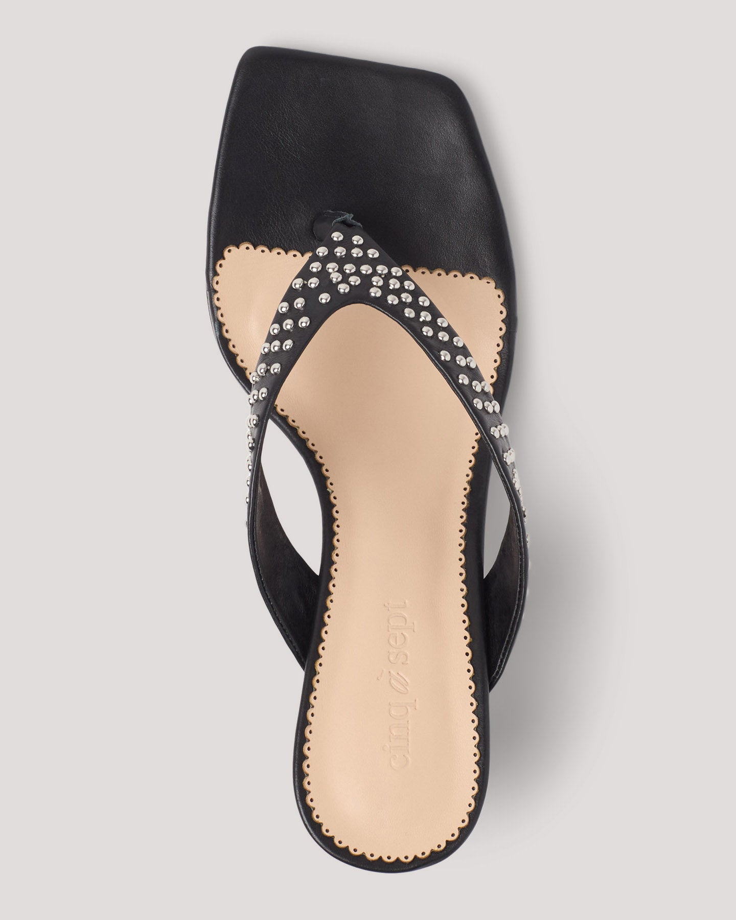 Frankie Studded Leather Kitten Heel Sandal