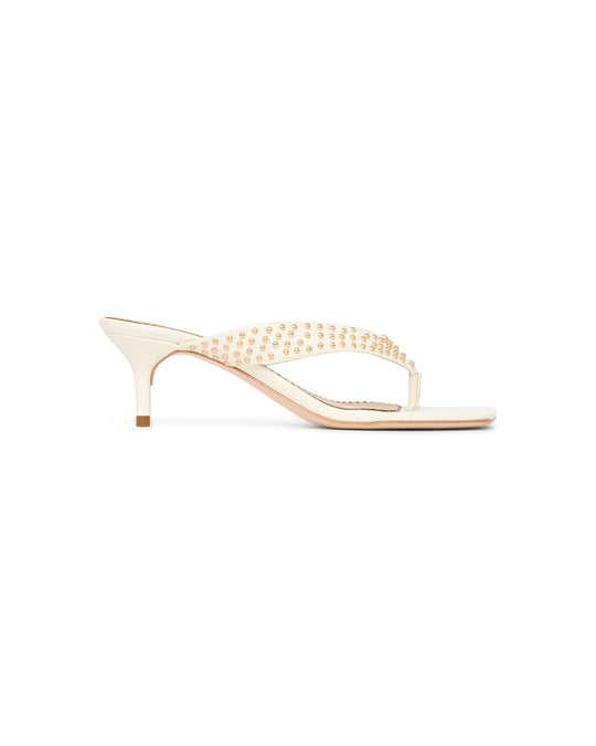 Frankie Studded Leather Kitten Heel Sandal