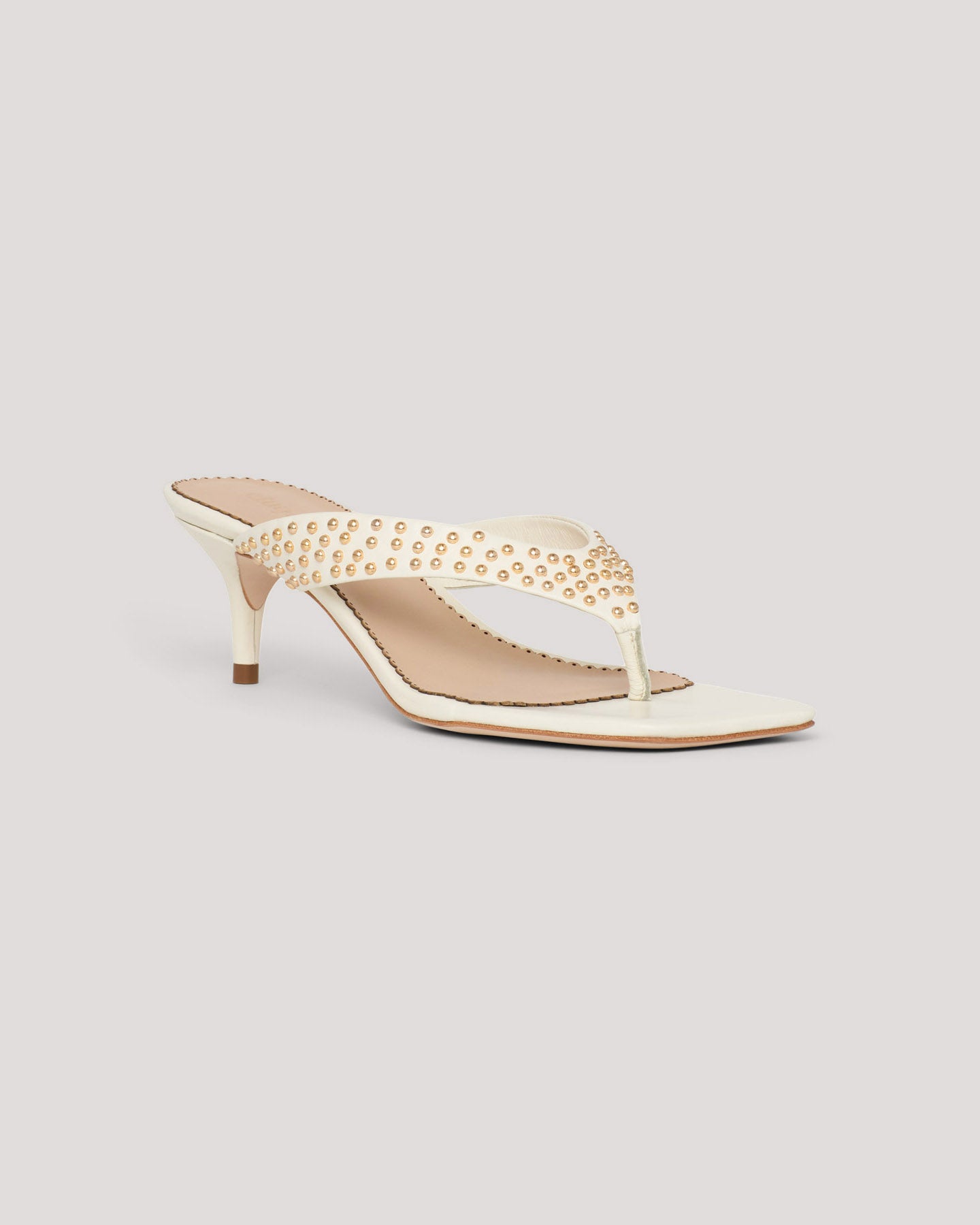 Frankie Studded Leather Kitten Heel Sandal