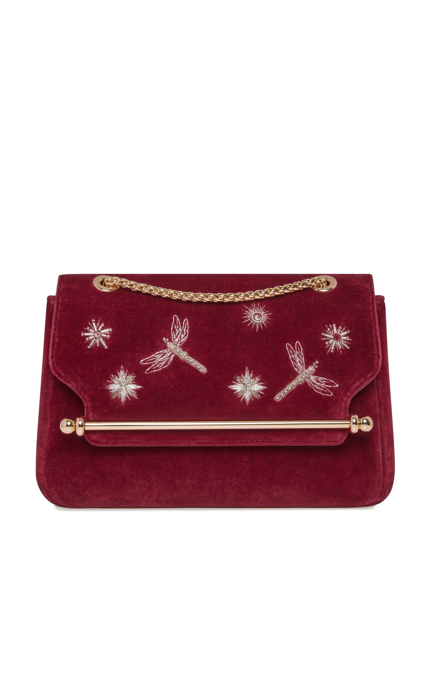 Strathberry East-West Embroidered Velvet Soft Mini