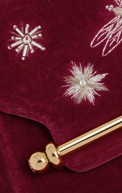 Strathberry East-West Embroidered Velvet Soft Mini