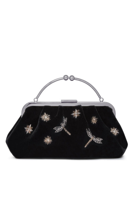 Strathberry Frame Clutch Embroidered Velvet