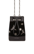 Strathberry Osette Midi Embroidered Velvet Pouch