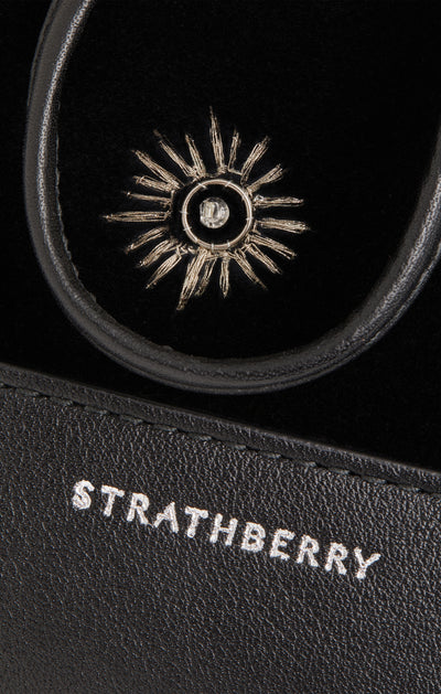 Strathberry Osette Midi Embroidered Velvet Pouch
