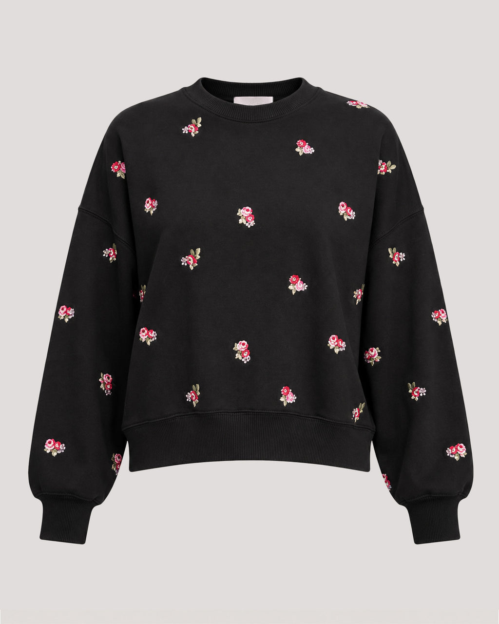 Tossed Roses Embroidered Brandy Pullover