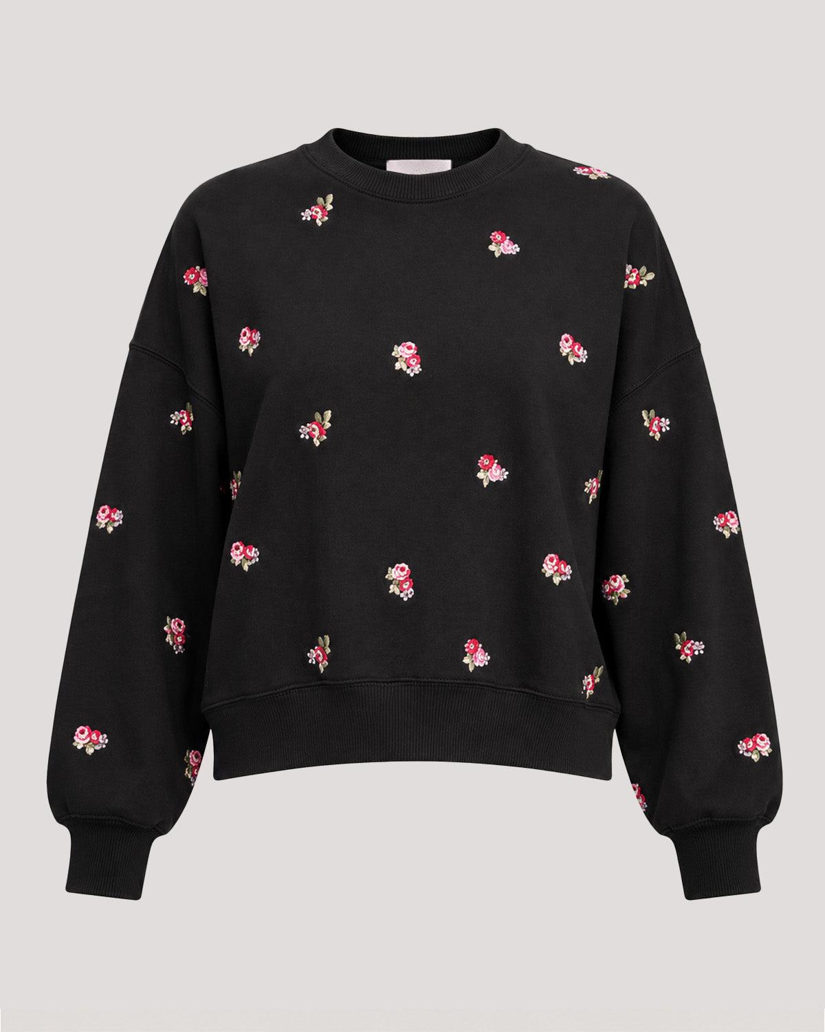 Tossed Roses Embroidered Brandy Pullover